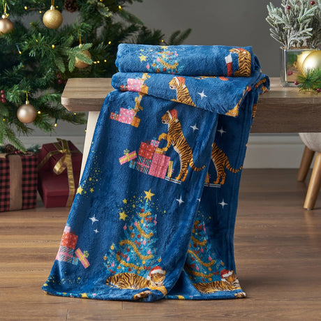 Catherine Lansfield Christmas Tiger Cosy Throw