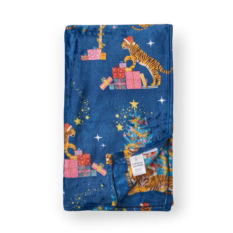 Catherine Lansfield Christmas Tiger Cosy Throw - Christmas Tiger Throw