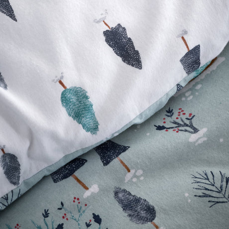 Bianca Winter Scene Reversible Brushed Cotton Duvet Cover Set - Blue - Brushed Winter Scene Duvet Set Blue