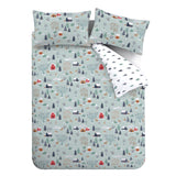 Bianca Winter Scene Reversible Brushed Cotton Duvet Cover Set - Blue - Brushed Winter Scene Duvet Set Blue