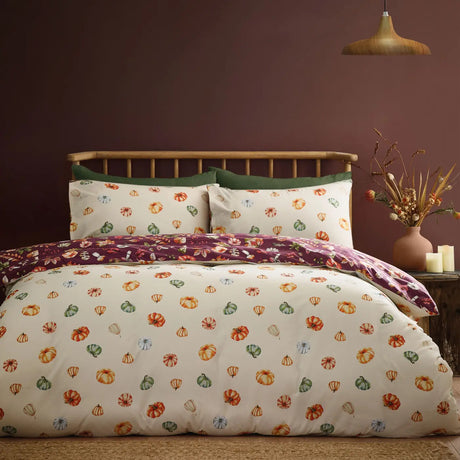 Catherine Lansfield Autumn Pumpkins Halloween Duvet Cover Set - Plum image 4