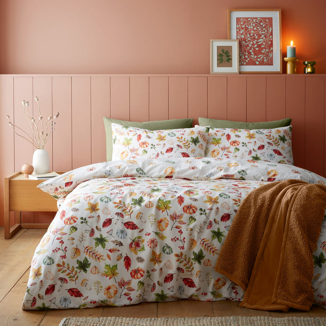 Catherine Lansfield Autumn Pumpkins Orange Duvet Cover Bedding Set