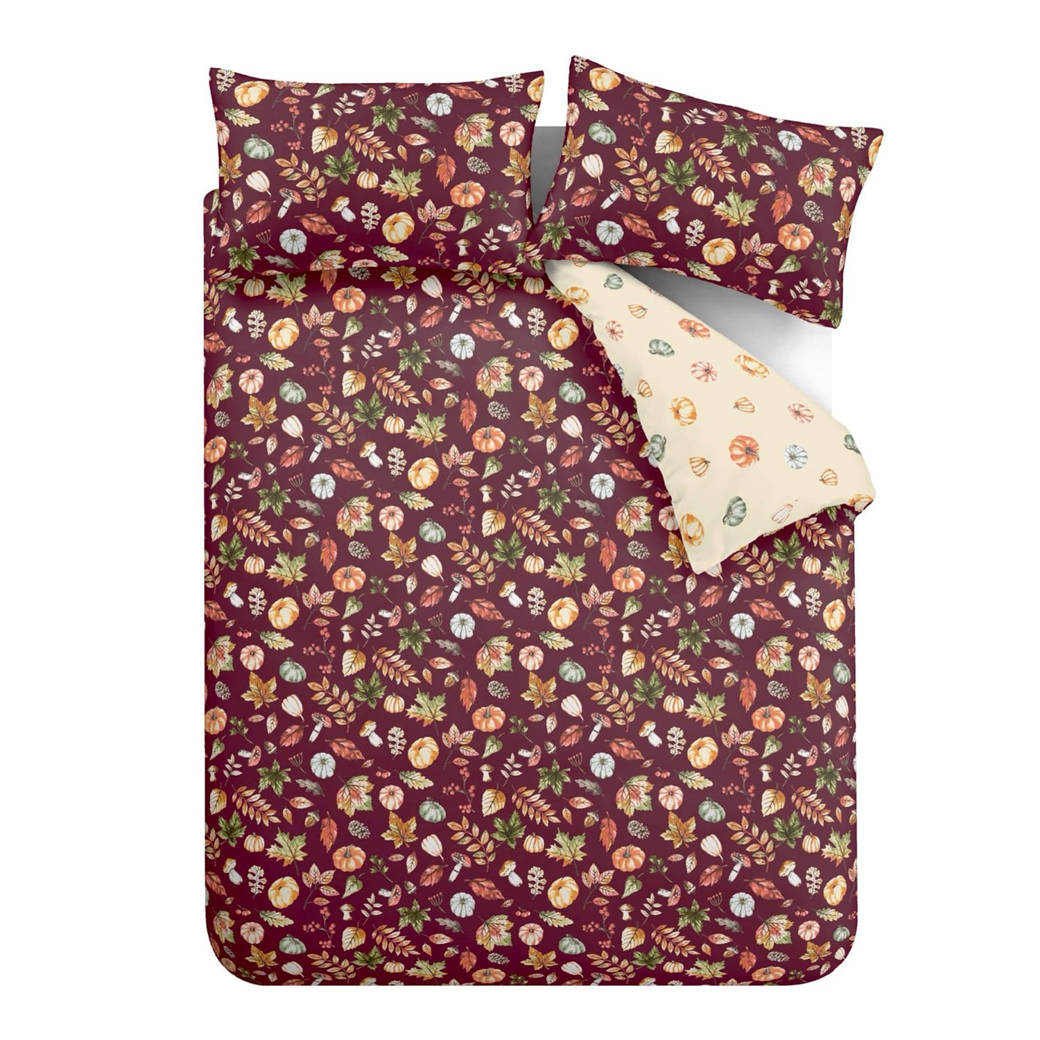 Catherine Lansfield Autumn Pumpkins Duvet Cover Set - Autumn Pumpkins Plum Duvet Set