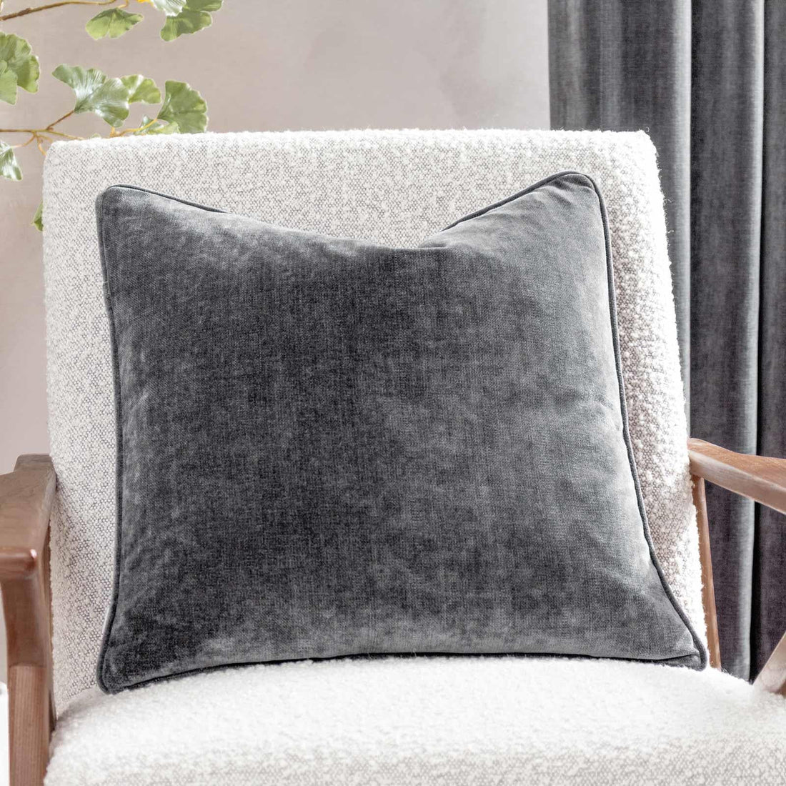 Heavy Velvet Chenille Charcoal Cushion Cover 50cm x 50cm
