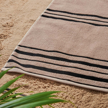 Catherine Lansfield Banded Stripe Beige Beach Towel Pair - Banded Stripe Beach Towel Pair