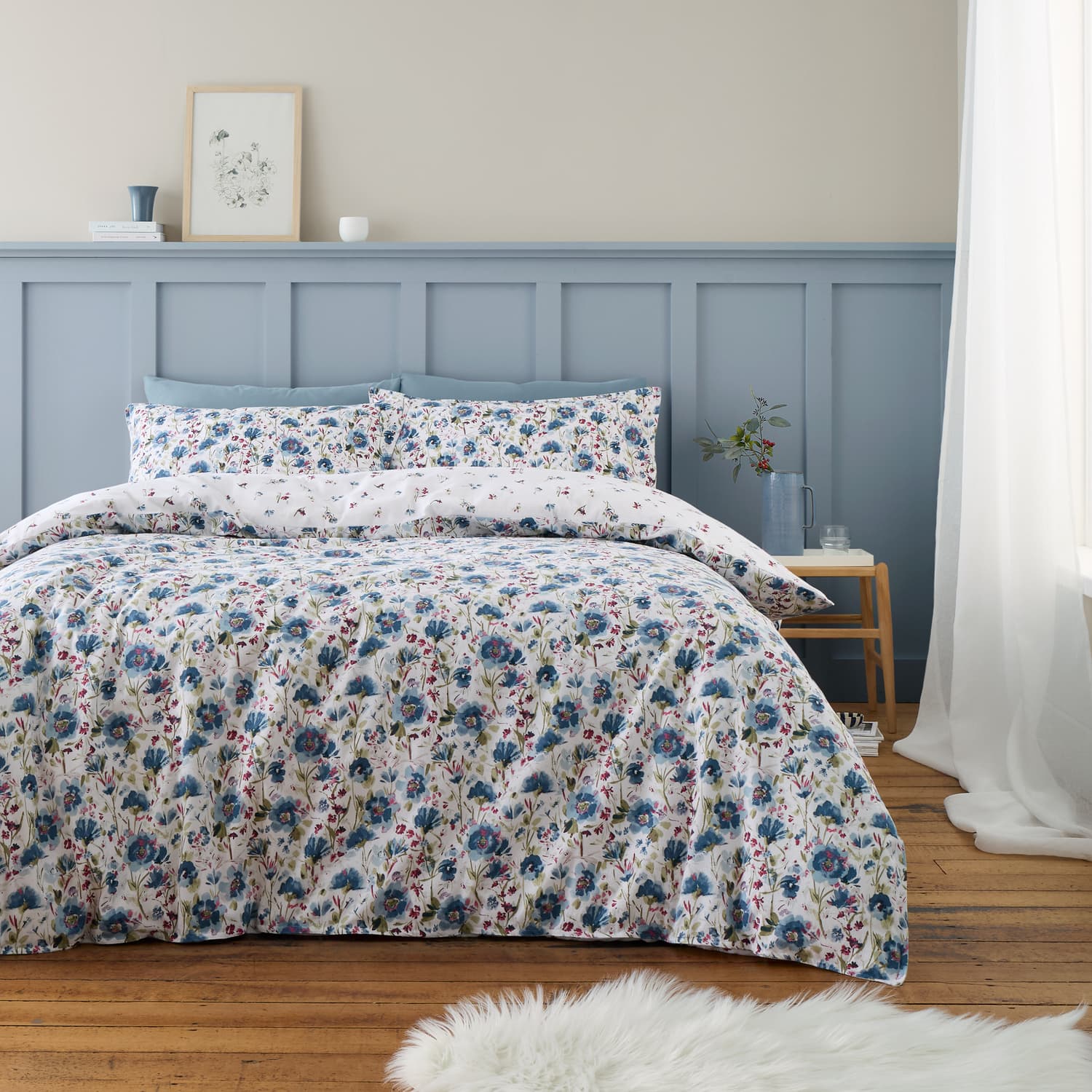 Bianca Ophelia Floral Brushed Cotton Flannelette Duvet Cover Set - Brushed Ophelia Floral Duvet Set