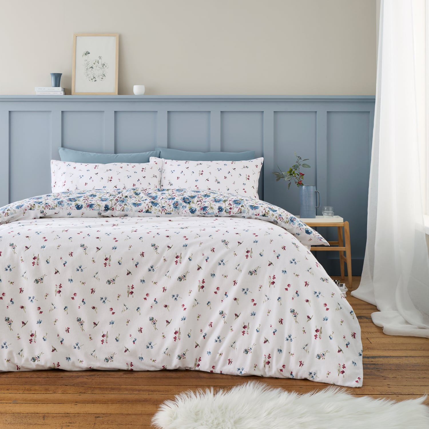 Bianca Ophelia Floral Brushed Cotton Flannelette Duvet Cover Set - Brushed Ophelia Floral Duvet Set