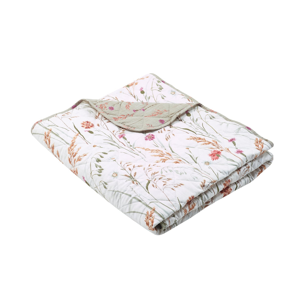 Catherine Lansfield Brushed Grasmere Floral Bedspread - Green - Brushed Grasmere Floral Bedspread