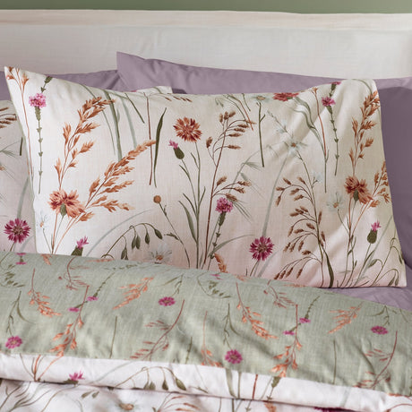 Catherine Lansfield Brushed Grasmere Floral Duvet Cover Set - Green - Brushed Grasmere Floral