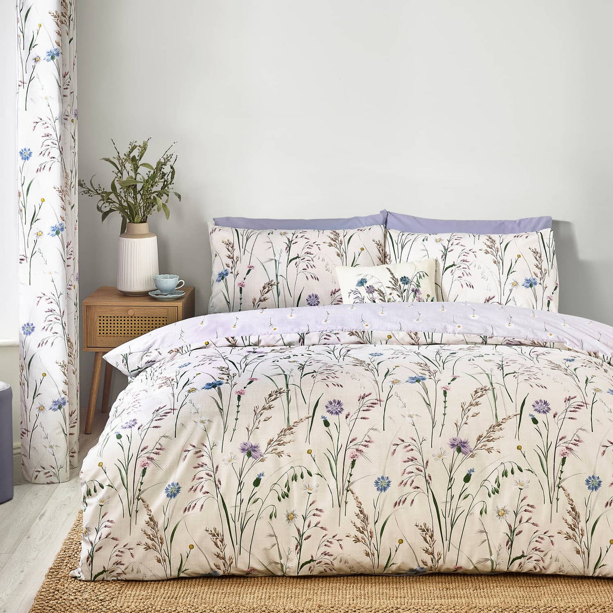 Catherine Lansfield Brushed Grasmere Floral Duvet Cover Set - Green - Grasmere Floral Duvet Set
