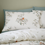Catherine Lansfield Mistletoe Robins Brushed Cotton Flannelette Duvet Cover Set - Brushed Mistletoe Robin Duvet Set