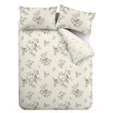 Catherine Lansfield Mistletoe Robins Brushed Cotton Flannelette Duvet Cover Set - Brushed Mistletoe Robin Duvet Set