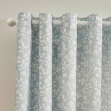 Catherine Lansfield Brooke Floral Duck Egg Blue Lined Eyelet Curtains Pair - Duck Egg Blue image 5