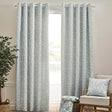 Catherine Lansfield Brooke Floral Duck Egg Blue Lined Eyelet Curtains Pair - Duck Egg Blue