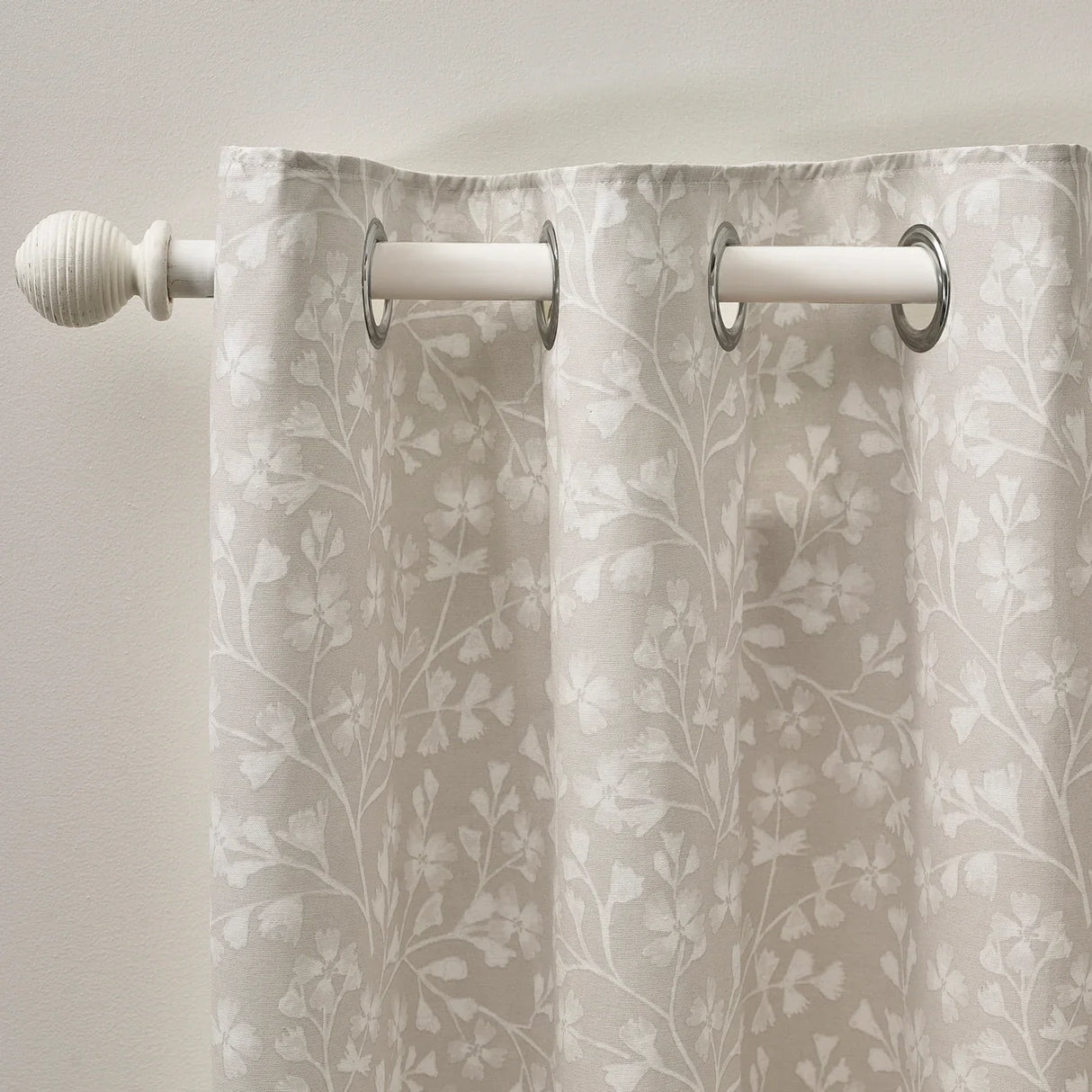 Catherine Lansfield Brooke Floral Duck Egg Blue Lined Eyelet Curtains Pair - Natural image 8