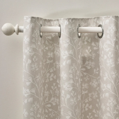 Catherine Lansfield Brooke Floral Duck Egg Blue Lined Eyelet Curtains Pair - Natural image 8