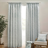 Catherine Lansfield Brooke Floral Duck Egg Blue Lined Eyelet Curtains Pair - Duck Egg Blue image 6