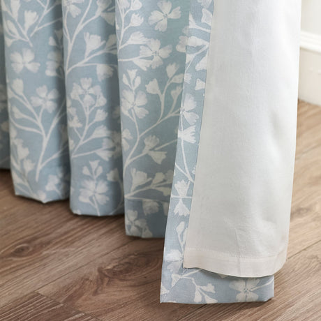 Catherine Lansfield Brooke Floral Lined Eyelet Curtains - Duck Egg Blue Polycotton - Brooke Floral Curtains Duck Egg