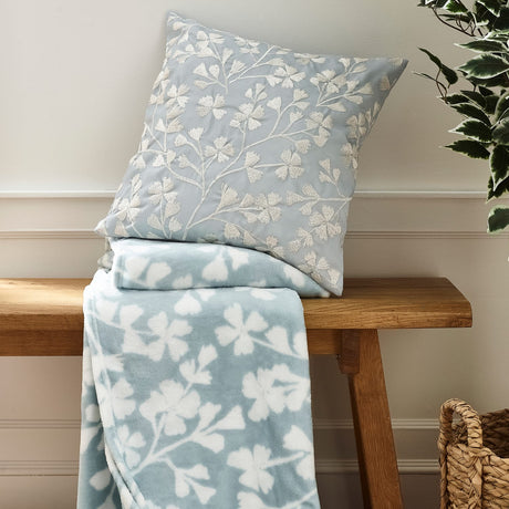 Catherine Lansfield Brooke Floral Lined Eyelet Curtains - Duck Egg Blue Polycotton - Brooke Floral Duck Egg Group