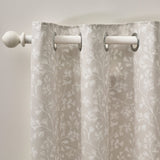 Catherine Lansfield Brooke Floral Lined Eyelet Curtains - Natural Polycotton