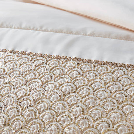 Catherine Lansfield Deco Sequin Pillowsham Pair - Deco Sequin Bedspread Champagne
