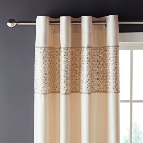 Catherine Lansfield Deco Sequin Eyelet Curtains - Champagne