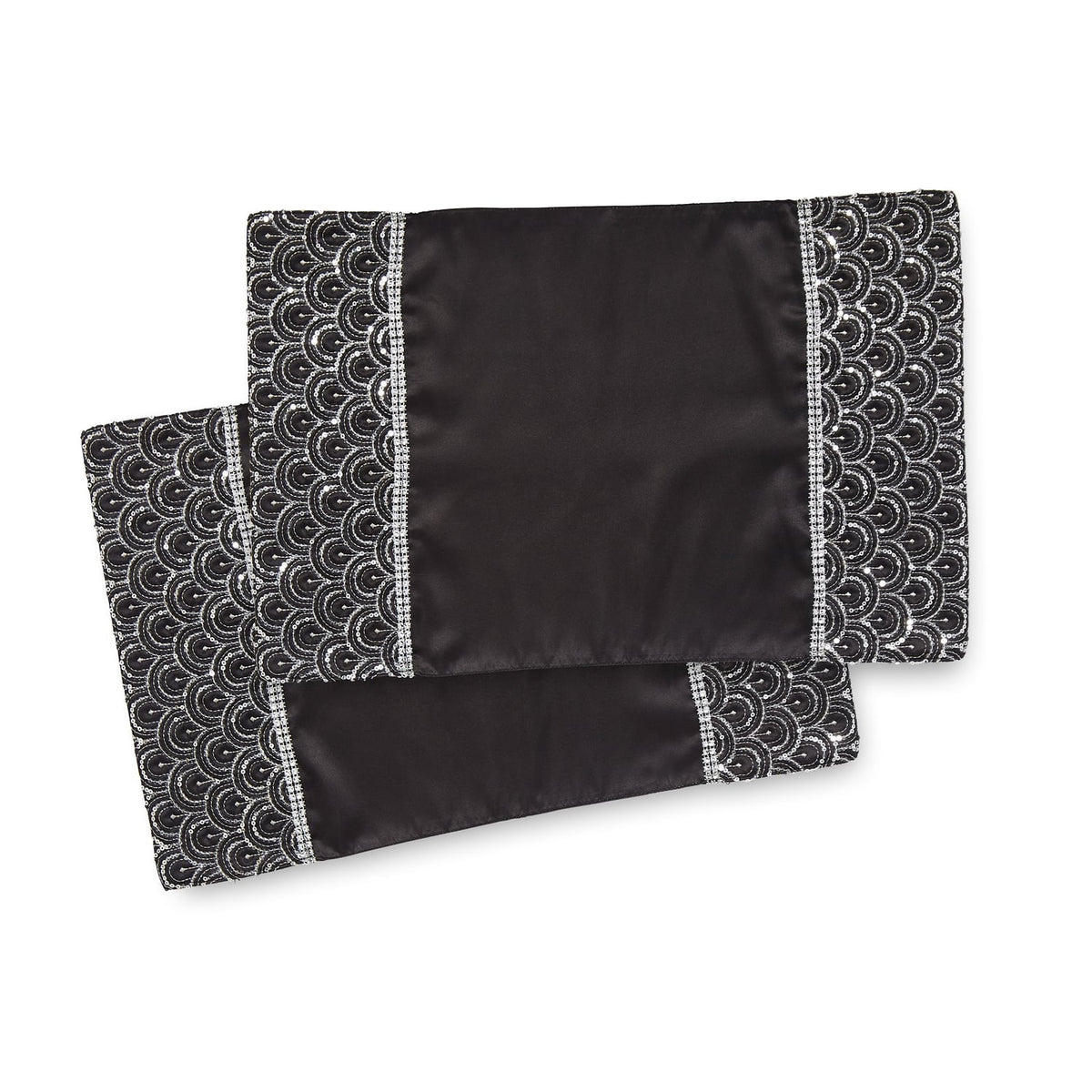 Catherine Lansfield Deco Sequin Placemats 4 Pack Black - Deco Sequin Dining Placemat Black