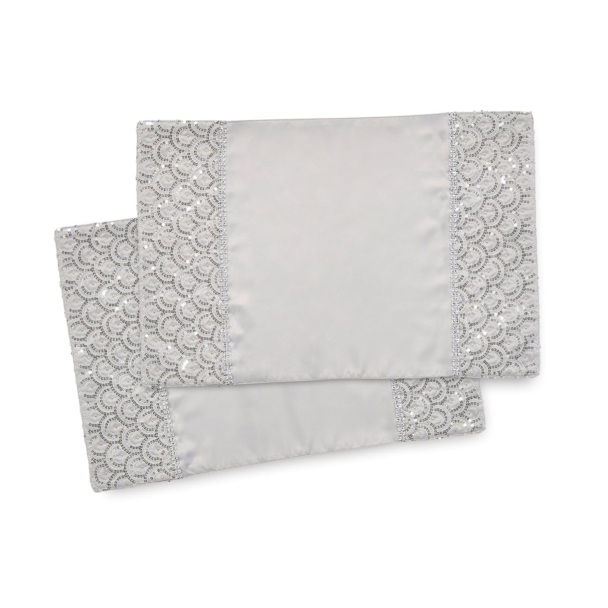 Catherine Lansfield Deco Sequin Placemats 4 Pack Silver - Deco Sequin Dining Placemat Silver