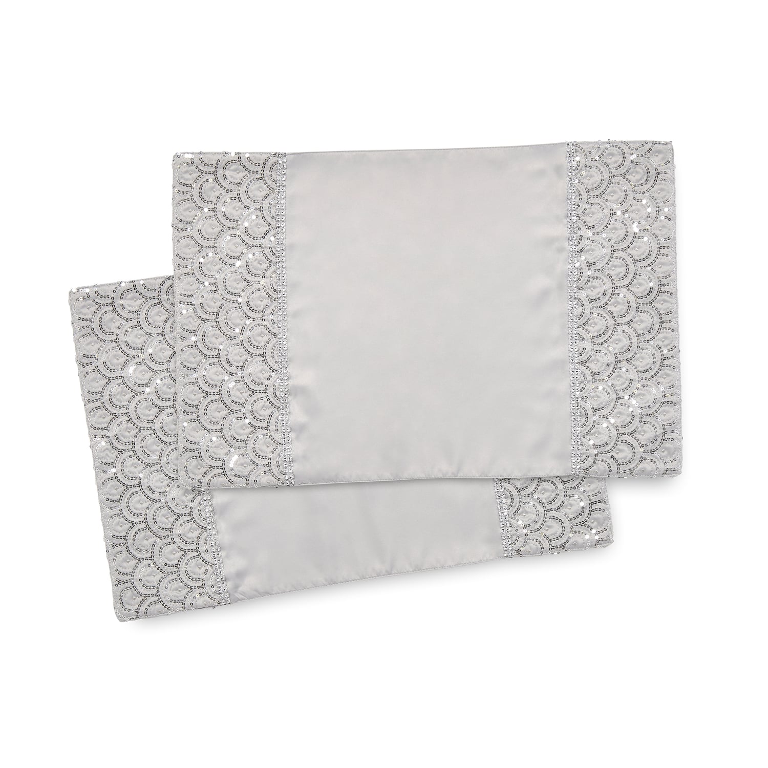 Catherine Lansfield Deco Sequin Placemats 4 Pack Silver - Deco Sequin Dining Placemat Silver