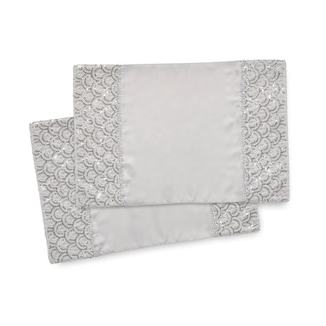 Catherine Lansfield Deco Sequin Placemats 4 Pack Silver - Deco Sequin Dining Placemat Silver