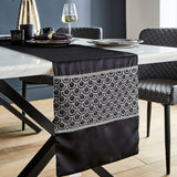 Catherine Lansfield Deco Sequin Placemats 4 Pack Black - Deco Sequin Dining Runner Black