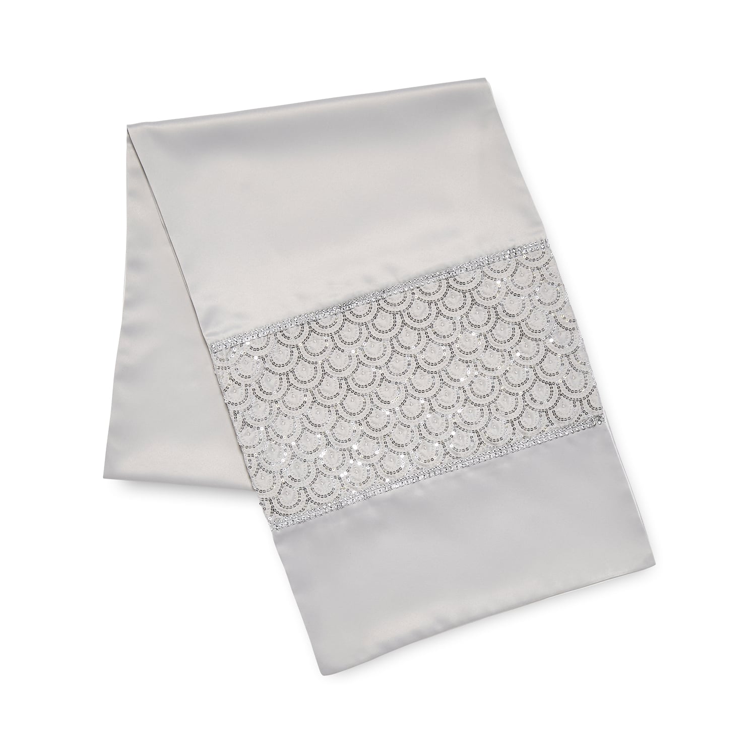 Catherine Lansfield Deco Sequin Placemats 4 Pack Silver - Deco Sequin Dining Runner Silver