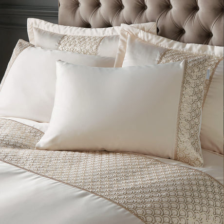 Catherine Lansfield Deco Sequin Embellished Duvet Cover Set - Deco Sequin Duvet Set Champagne