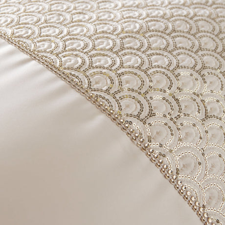 Catherine Lansfield Deco Sequin Embellished Duvet Cover Set - Deco Sequin Duvet Set Champagne