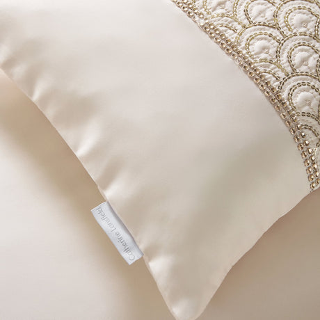 Catherine Lansfield Deco Sequin Embellished Duvet Cover Set - Deco Sequin Duvet Set Champagne