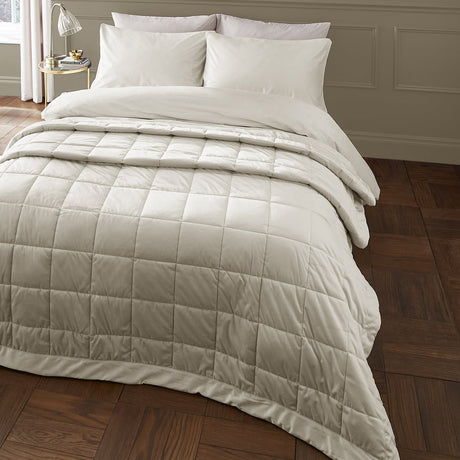 Catherine Lansfield Kingsley Matt Velvet Bedspread - Kingsley Bedspread Cream