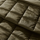 Catherine Lansfield Kingsley Matt Velvet Bedspread - Kingsley Bedspread Olive
