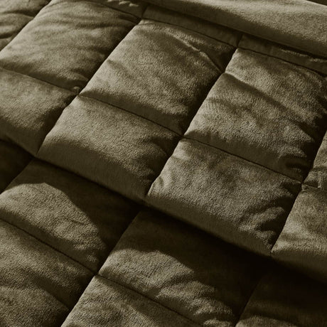 Catherine Lansfield Kingsley Matt Velvet Bedspread - Kingsley Bedspread Olive