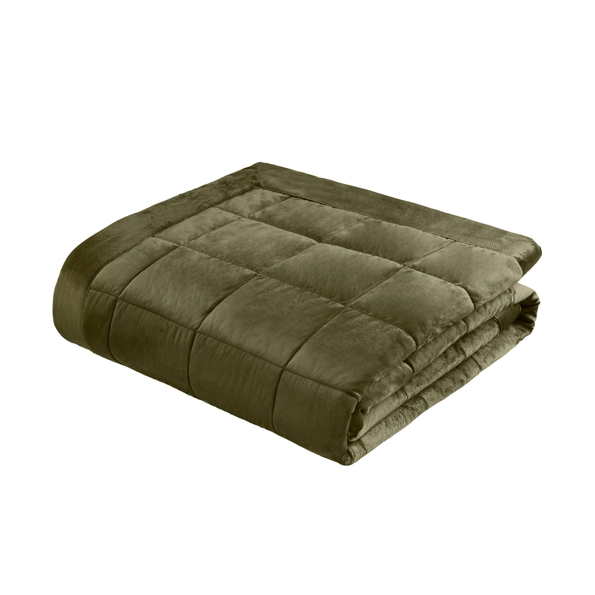 Catherine Lansfield Kingsley Matt Velvet Bedspread - Kingsley Bedspread Olive