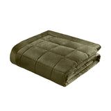 Catherine Lansfield Kingsley Matt Velvet Bedspread - Kingsley Bedspread Olive