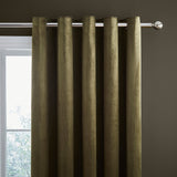 Catherine Lansfield Kingsley Matt Velvet Eyelet Curtains - Cream Light Filtering - Kingsley Curtains Olive