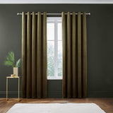 Catherine Lansfield Kingsley Matt Velvet Eyelet Curtains - Cream Light Filtering - Kingsley Curtains Olive