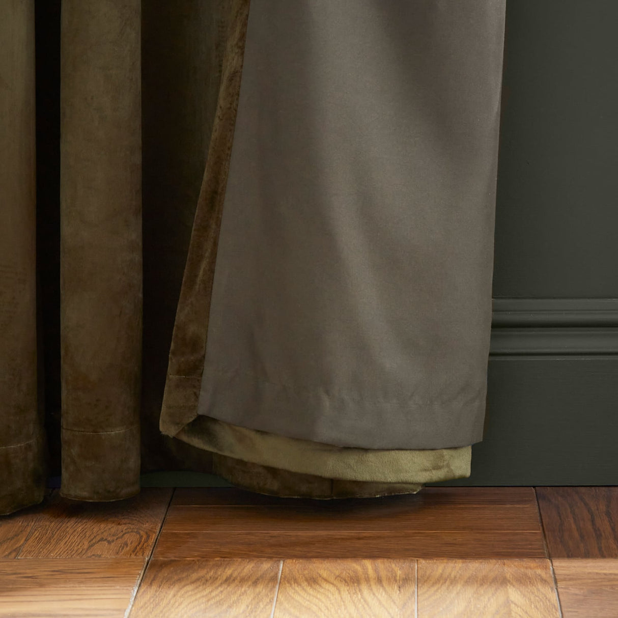 Catherine Lansfield Kingsley Matt Velvet Eyelet Curtains - Raspberry Light Filtering - Kingsley Curtains Olive