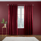Catherine Lansfield Kingsley Matt Velvet Eyelet Curtains - Cream Light Filtering - Kingsley Curtains Raspberry