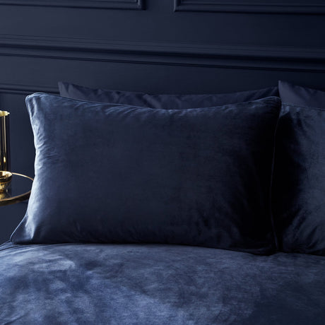 Catherine Lansfield Kingsley Matt Navy Velvet Duvet Cover Bedding Set - Kingsley Duvet Set Navy
