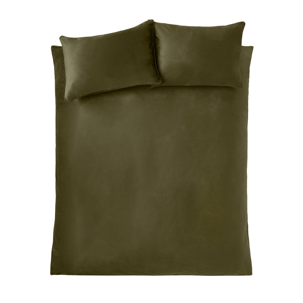 Catherine Lansfield Kingsley Matt Olive Velvet Duvet Cover Bedding Set - Kingsley Duvet Set Olive