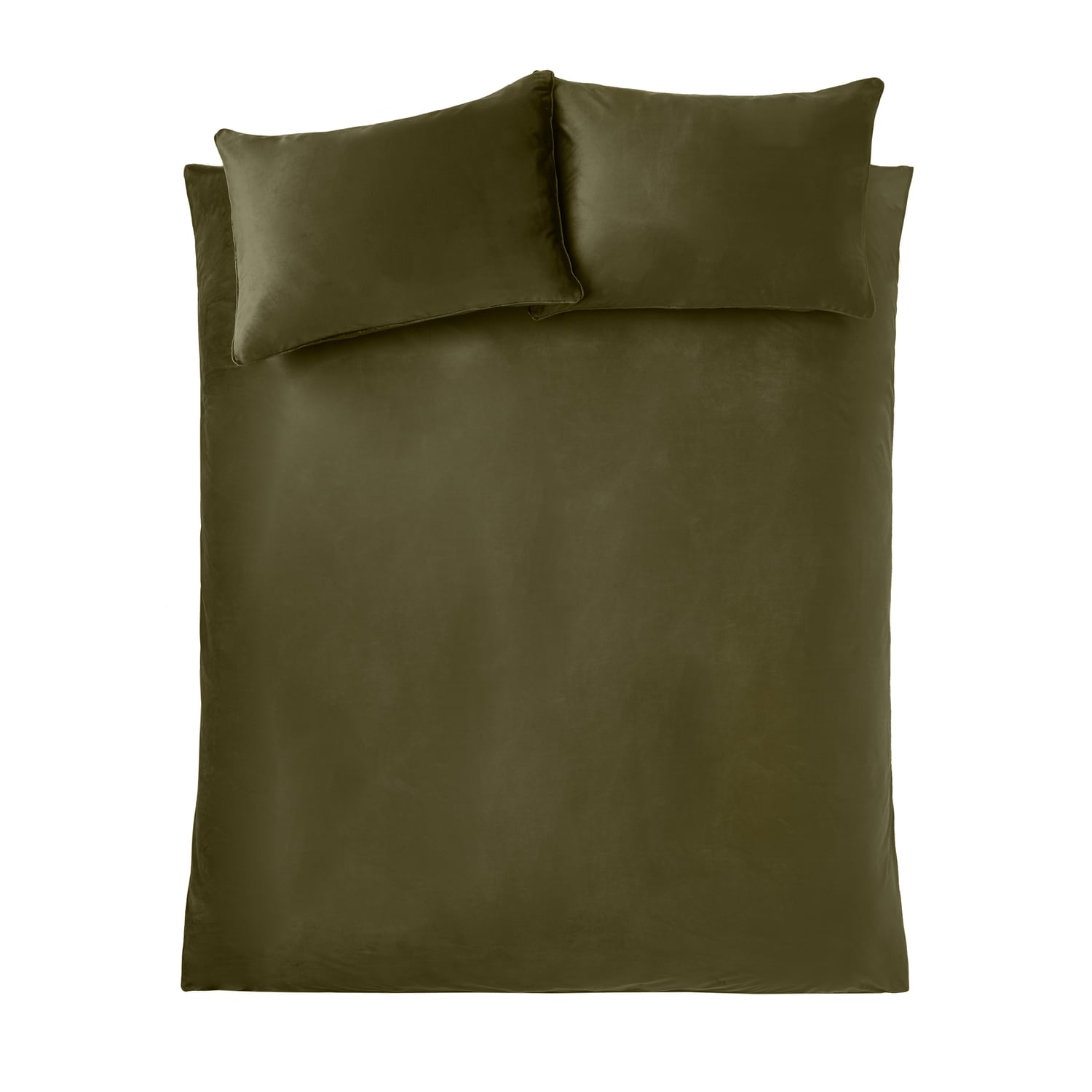 Catherine Lansfield Kingsley Matt Olive Velvet Duvet Cover Bedding Set - Kingsley Duvet Set Olive