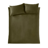 Catherine Lansfield Kingsley Matt Olive Velvet Duvet Cover Bedding Set - Kingsley Duvet Set Olive