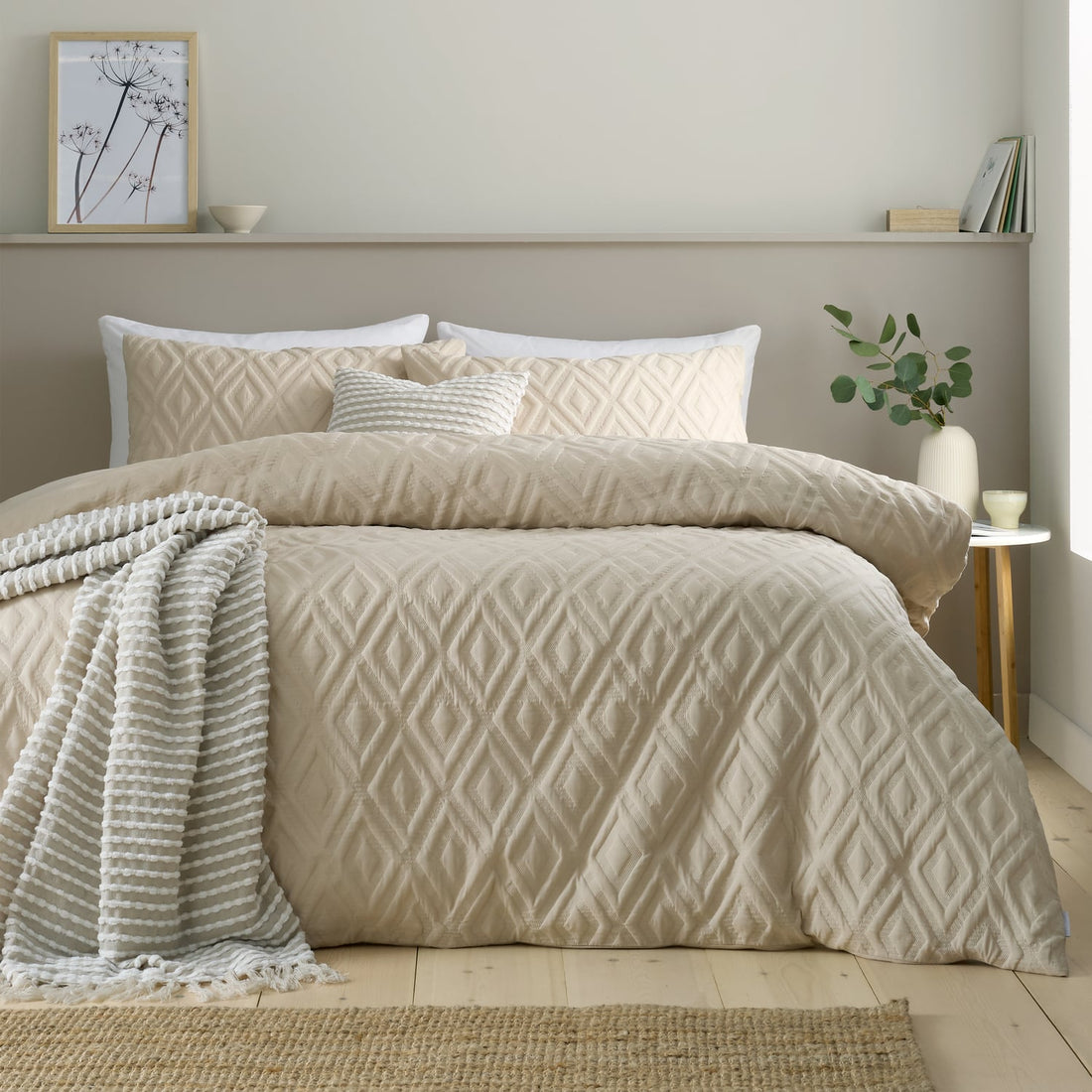 Catherine Lansfield Jacob Geo Natural Duvet Cover Bedding Set
