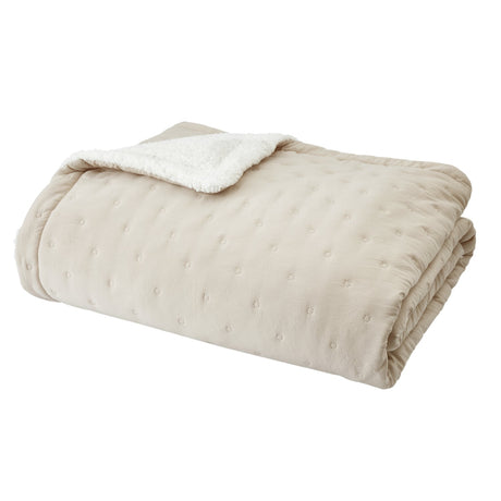 Catherine Lansfield Cosy Nori Sherpa Bedspread - Cosy Nori Sherpa Bedspread Cream